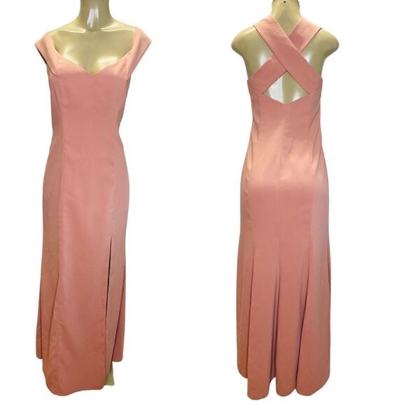 Dessy Collection Off-the-Shoulder Criss Cross Back Trumpet Gowns style 3012 size - Picture 2 of 12